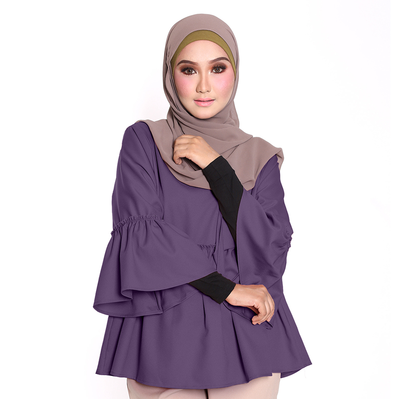 Blaus Peplum Gerda Lengan Panjang Kembang - Malaysia Baju 