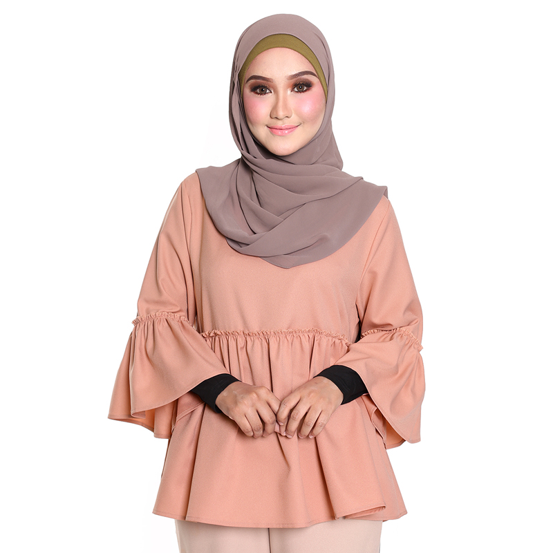 Blaus Peplum Gerda Lengan Panjang Kembang - Malaysia Baju 