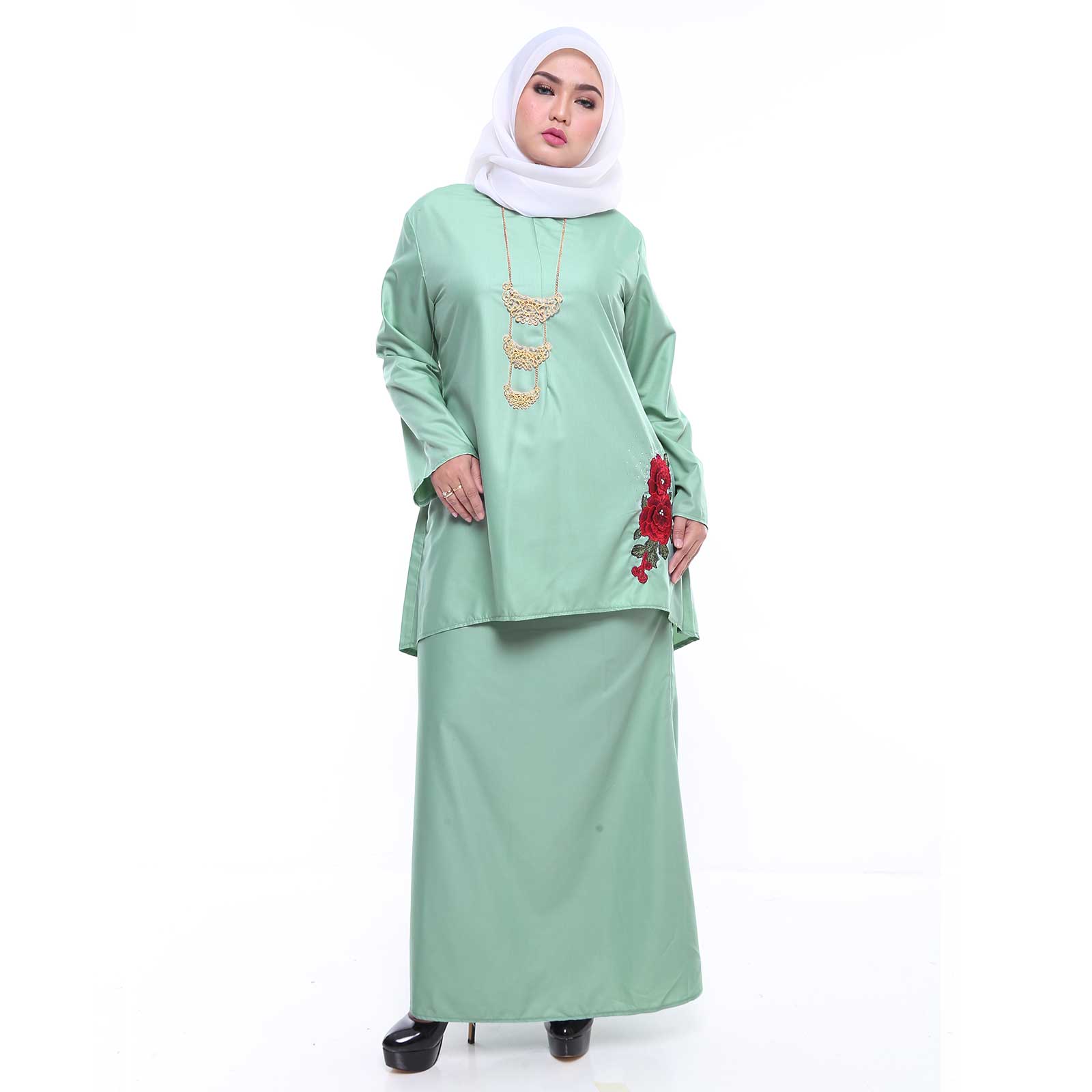 Nami Blossom kurung  modern  mint green Malaysia Baju  Plus  