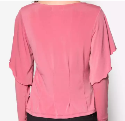 Tops Muslimah Pink Lembut Lengan Panjang Malaysia Baju 