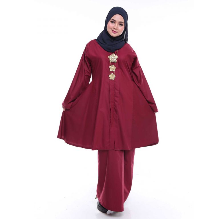 Kebarung Riau Johor Plus Size Maroon Malaysia Baju  