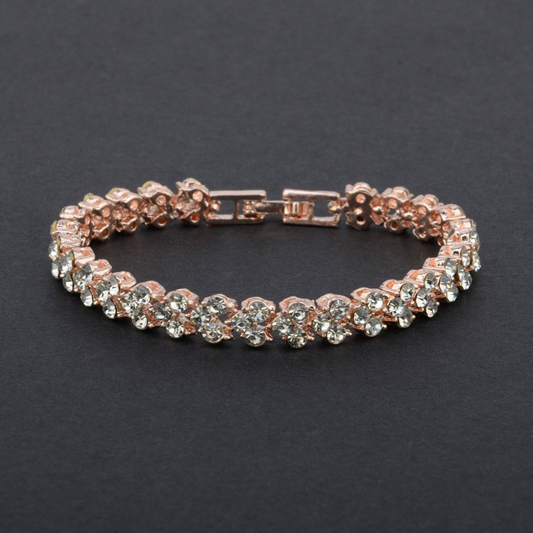 Gelang  Kristal Roman Berlian  Aksesori Wanita Silver Mewah Bracelets Full Diamond Malaysia Baju 