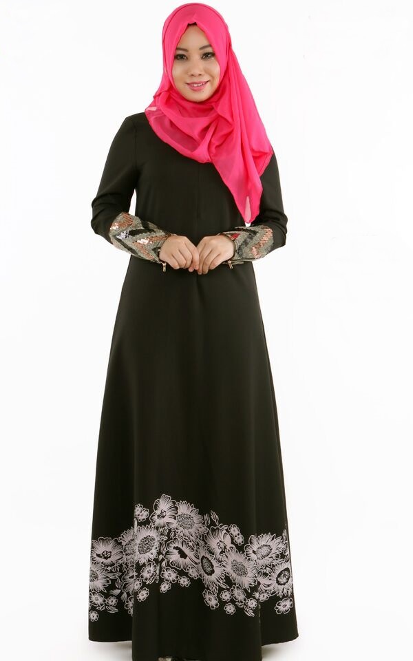 Islamic Abaya Jubah Muslimah Lengan Panjang Maxi Dress 
