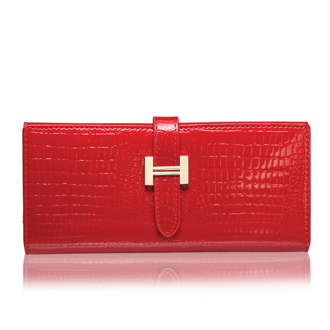 Dompet Duit Wanita Kulit Crocodile Look Logo H High 